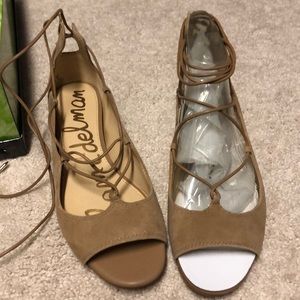Sam Edelman Barbara lace up peep toe ballet flat